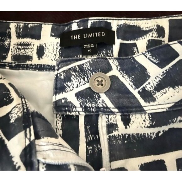 The Limited Womens Navy White Geometric Tailored Abstract Shorts Welt Pockets - Picture 6 of 11
